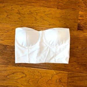 White faux leather crop top